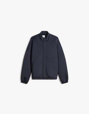 Bershka - Oversize-Jacke in Neoprenoptik in Marineblau