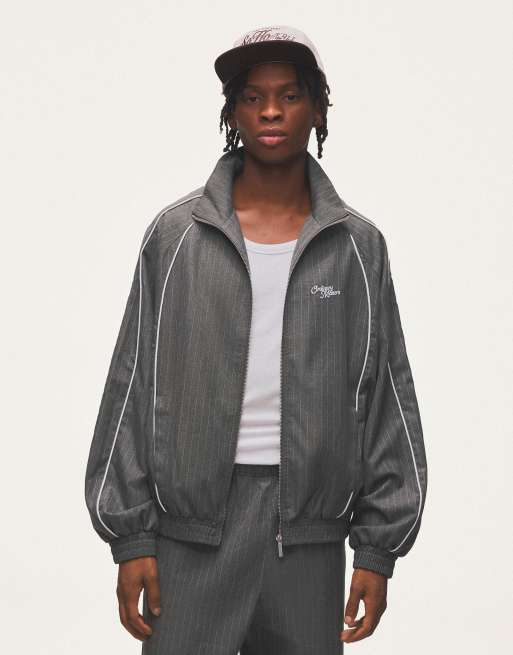 Bershka Oversize-Jacke mit Nadelstreifen in verwaschenem Grau, 4 von 7