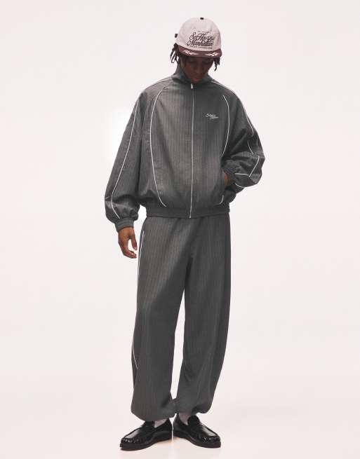 Bershka Oversize-Jacke mit Nadelstreifen in verwaschenem Grau, 6 von 7