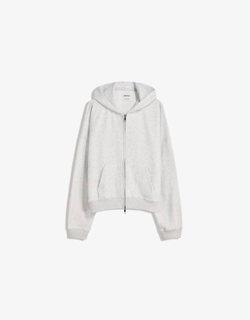 Bershka – Oversize-Kapuzenjacke in Hellgrau, 2 von 4