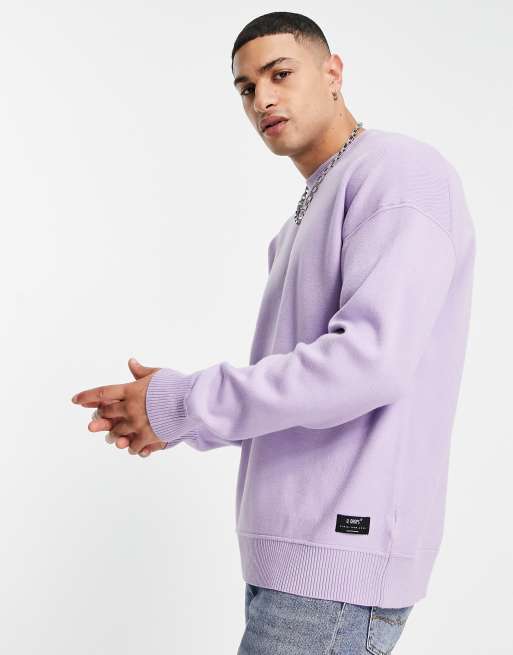 Bershka – Oversize-Oberteil in Flieder mit Rundhalsausschnitt