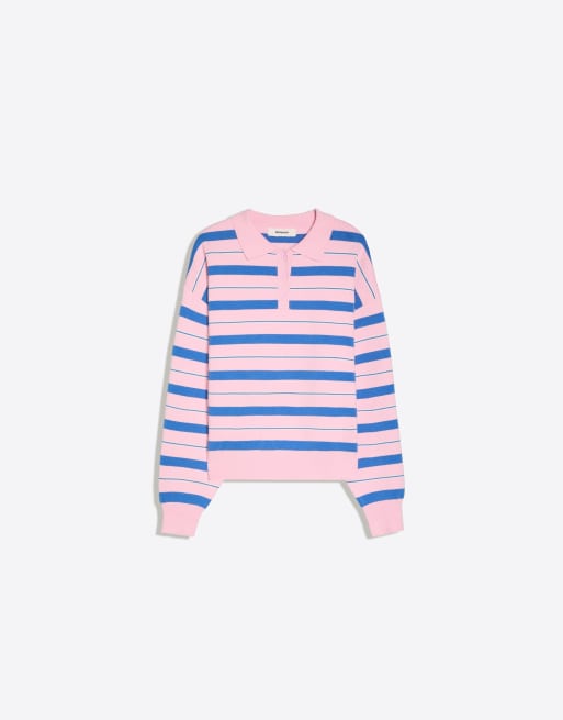 Bershka – Oversize-Pullover in Rosa mit Polokragen, 5 von 5
