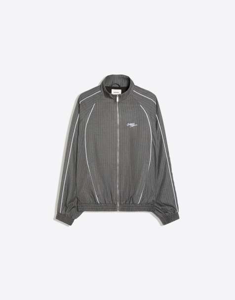 Bershka oversize randig jacka i tvättad grå - view 1