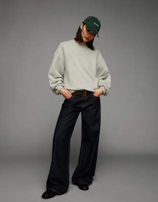 Bershka - Oversize-Sweatshirt in Grau mit Taschen