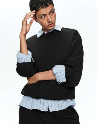 Bershka - Oversize-Sweatshirt in Schwarz mit Modal