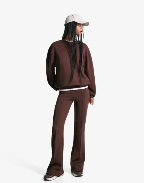 Bershka Oversize sweatshirt with modal in brown - view 1