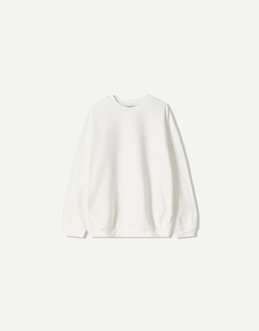 Bershka Oversize sweatshirt with pockets in white