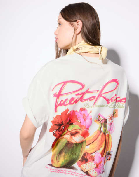 Bershka – Oversize-T-Shirt in Weiß mit Print - view 1