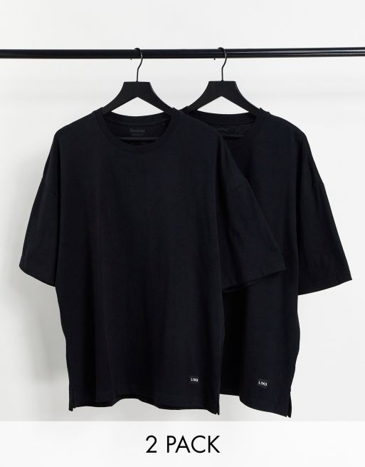 Bershka – Oversize-T-Shirts in Schwarz im 2er-Pack 