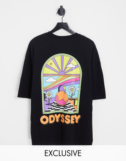 Bershka oversized back print t-shirt in black