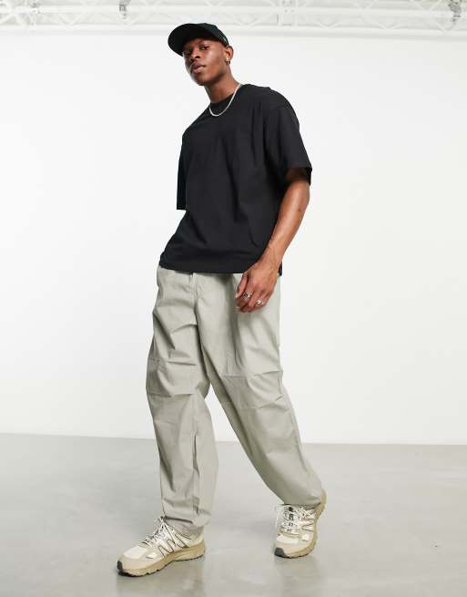 Weekday Unisex parachute baggy pants in grey exclusive to ASOS