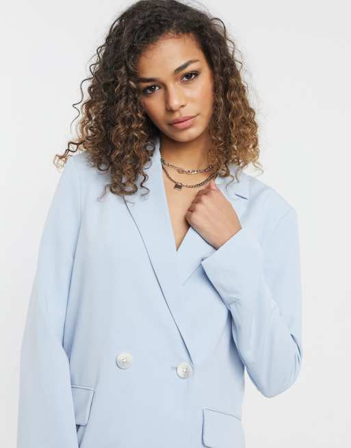 Bershka oversized blazer in baby blue