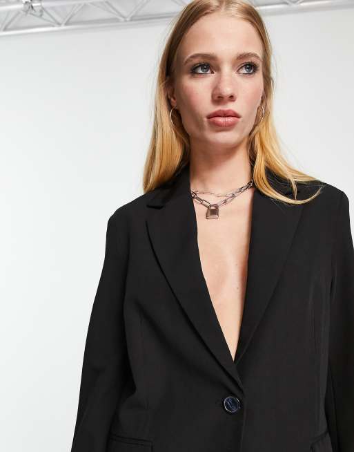 Bershka oversized blazer in black