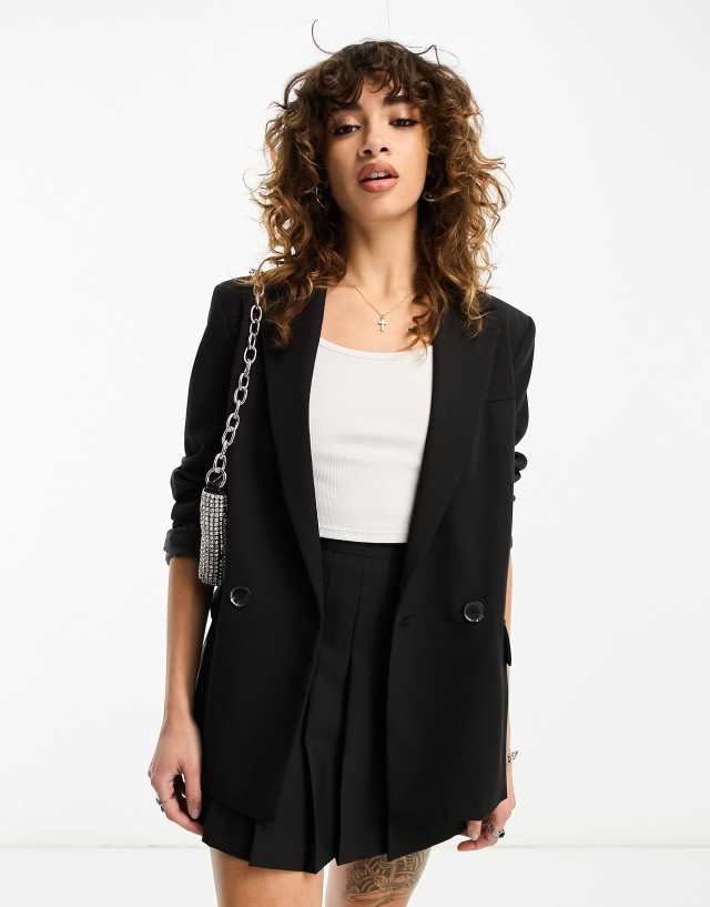 Bershka oversized blazer in black