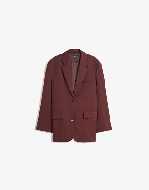 Bershka Oversized blazer in burgundy - view 1