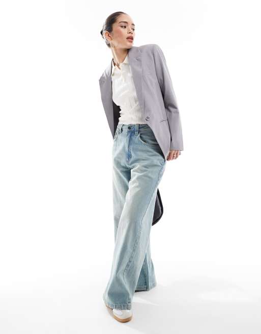 Bershka - Oversized blazer in grijs, 2 van 4