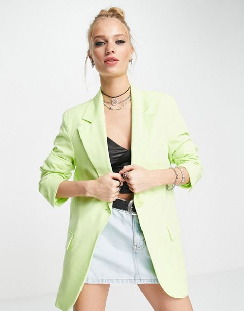 In The Style x Perrie Sian boyfriend blazer in lime - part of a set