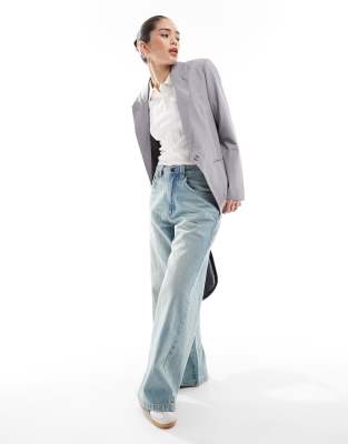 Bershka Oversized Blazer In Gray