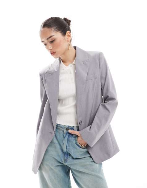 Bershka oversized blazer in stone grey - view 1
