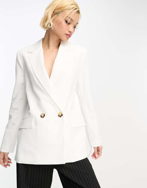 Bershka oversized blazer in white | ASOS