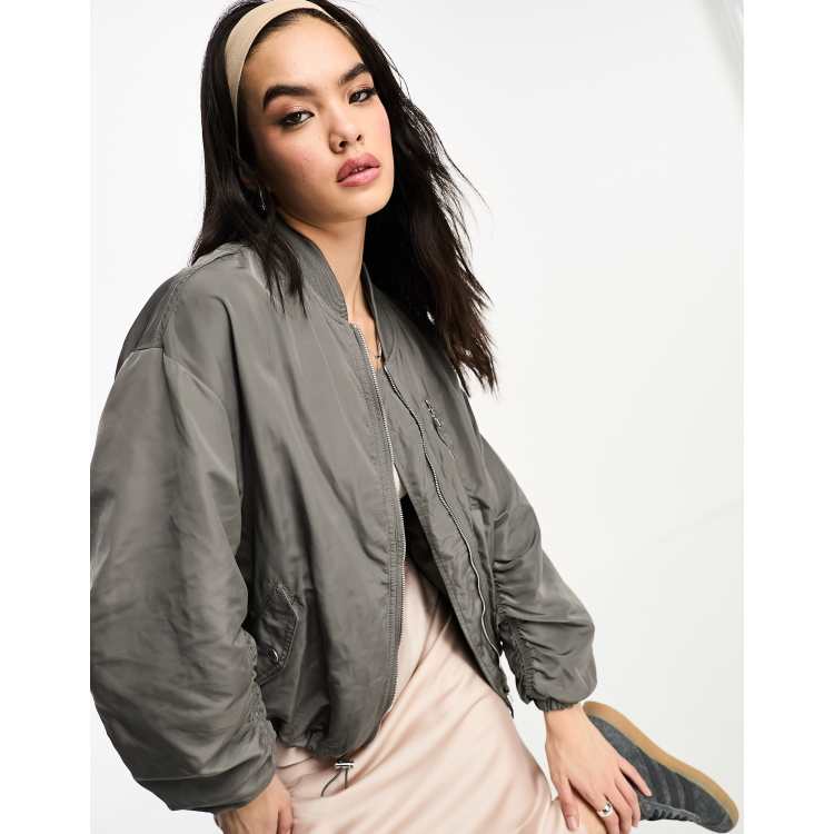 Grey bomber outlet jacket women