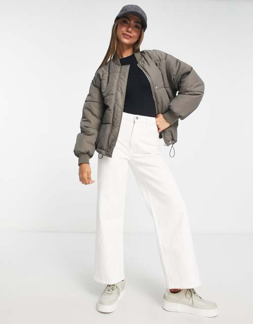 Bershka oversized puffer jacket in metallic silver