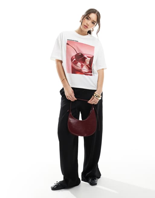 Bershka oversized boxy t-shirt with cherry print, 3 of 4