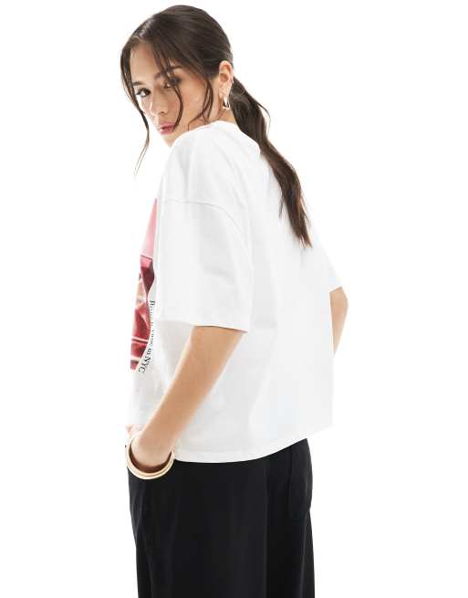 Bershka oversized boxy T-shirt with cherry print | ASOS