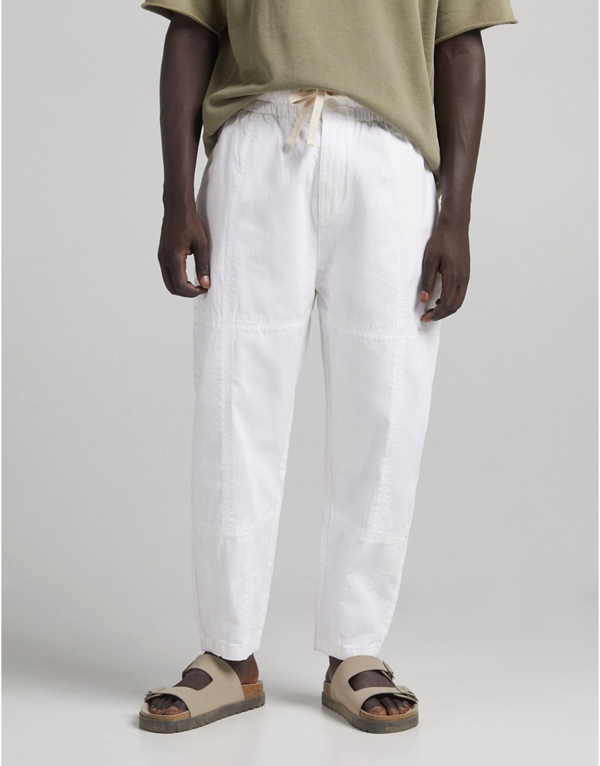 Bershka - Oversized broek met textuur in wit