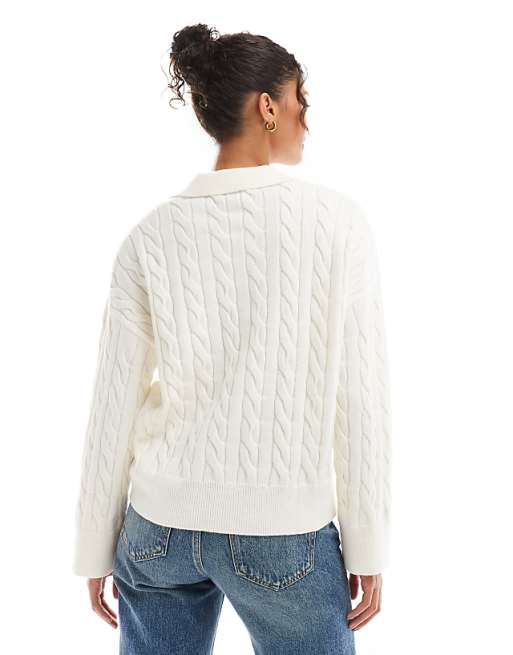 Bershka oversized cable knit sweater in ecru | ASOS Bershka oversized cable knit sweater in ecru | ASOS