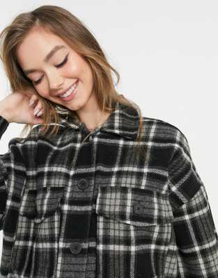 black check shacket womens