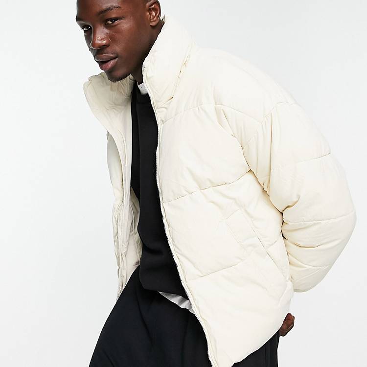 monteren levend Overtreden Bershka oversized cotton puffer jacket in white | ASOS