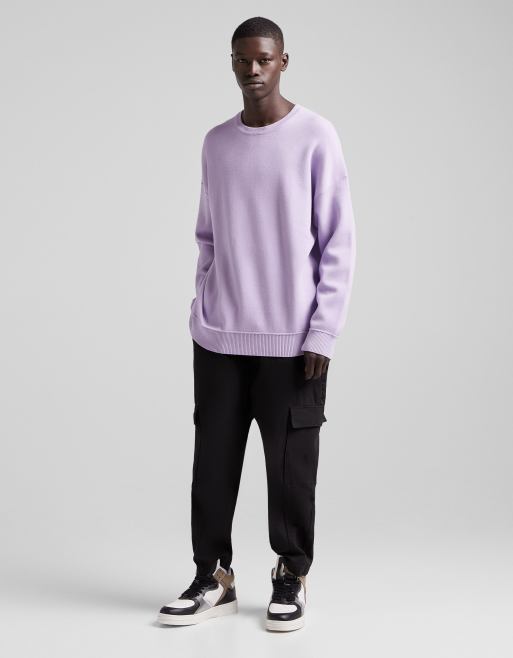 Bershka oversized crew neck jumper in lilac