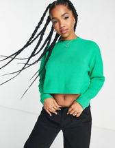 COLLUSION turtle neck cropped knit sleeveless tank top in green