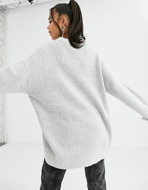 Fashion Sweaters Oversized Sweaters Bershka Oversized Sweater light grey flecked casual look 