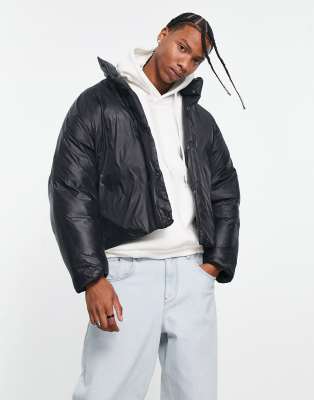 Cropped oversized store puffer jacket