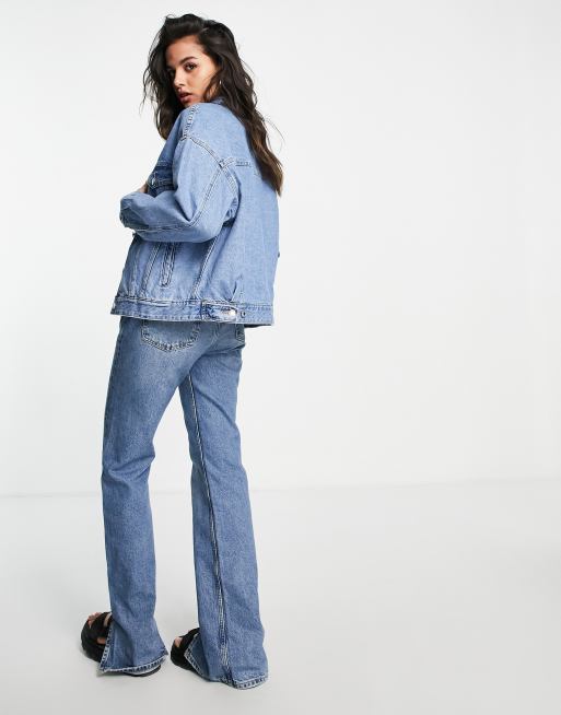 Bershka oversized denim jacket in blue | ASOS