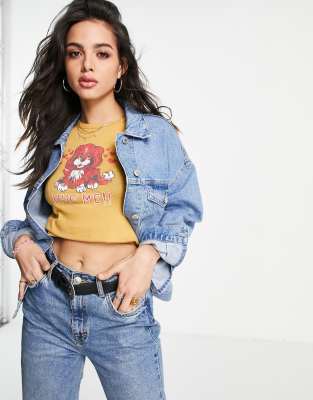 Bershka oversized denim jacket in blue
