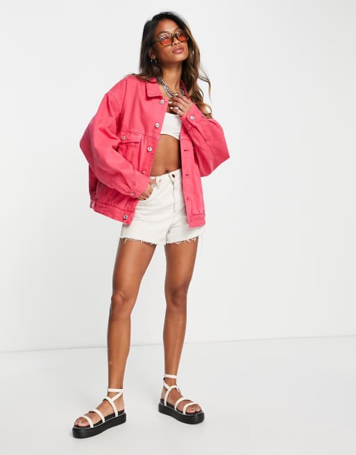 Fuchsia denim hot sale jacket