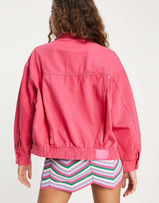 Bershka pink 2025 denim jacket