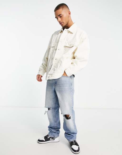 Bershka white denim outlet jacket