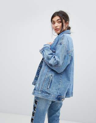 oversized distressed denim shirt