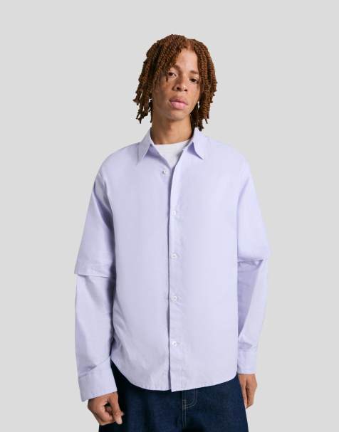Bershka Oversized double sleeve shirt in light blue
