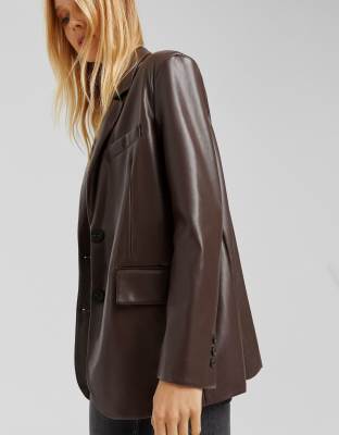 oversized faux leather blazer