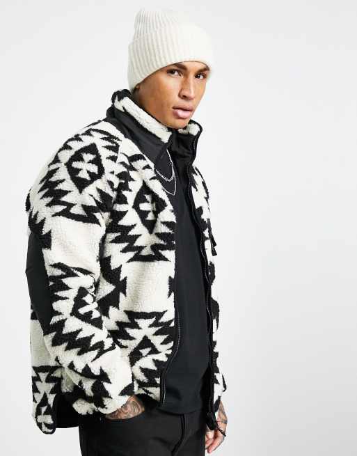 Bershka oversized fleece in pattern print