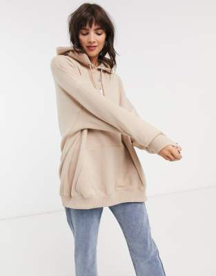 Bershka oversized hoodie in beige-Pink