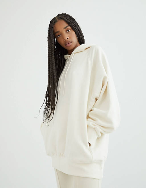  Bershka oversized hoodie in ecru 