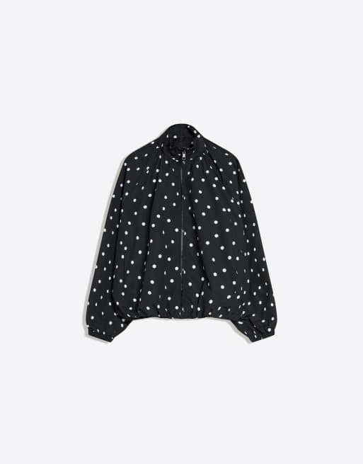 Bershka - Oversized jack met stippen in zwart, 2 van 4