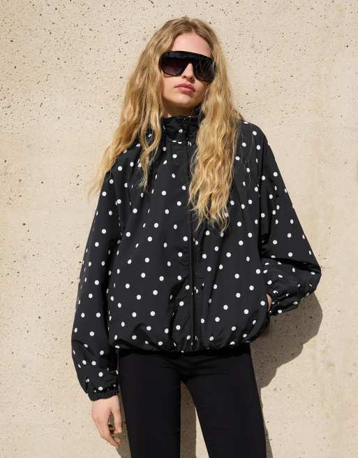 Bershka - Oversized jack met stippen in zwart, 3 van 4