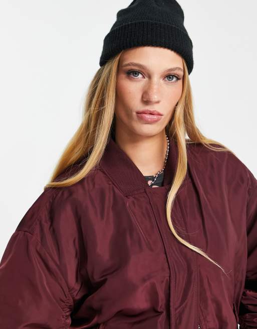 Bershka oversized button front jacket hot sale in check